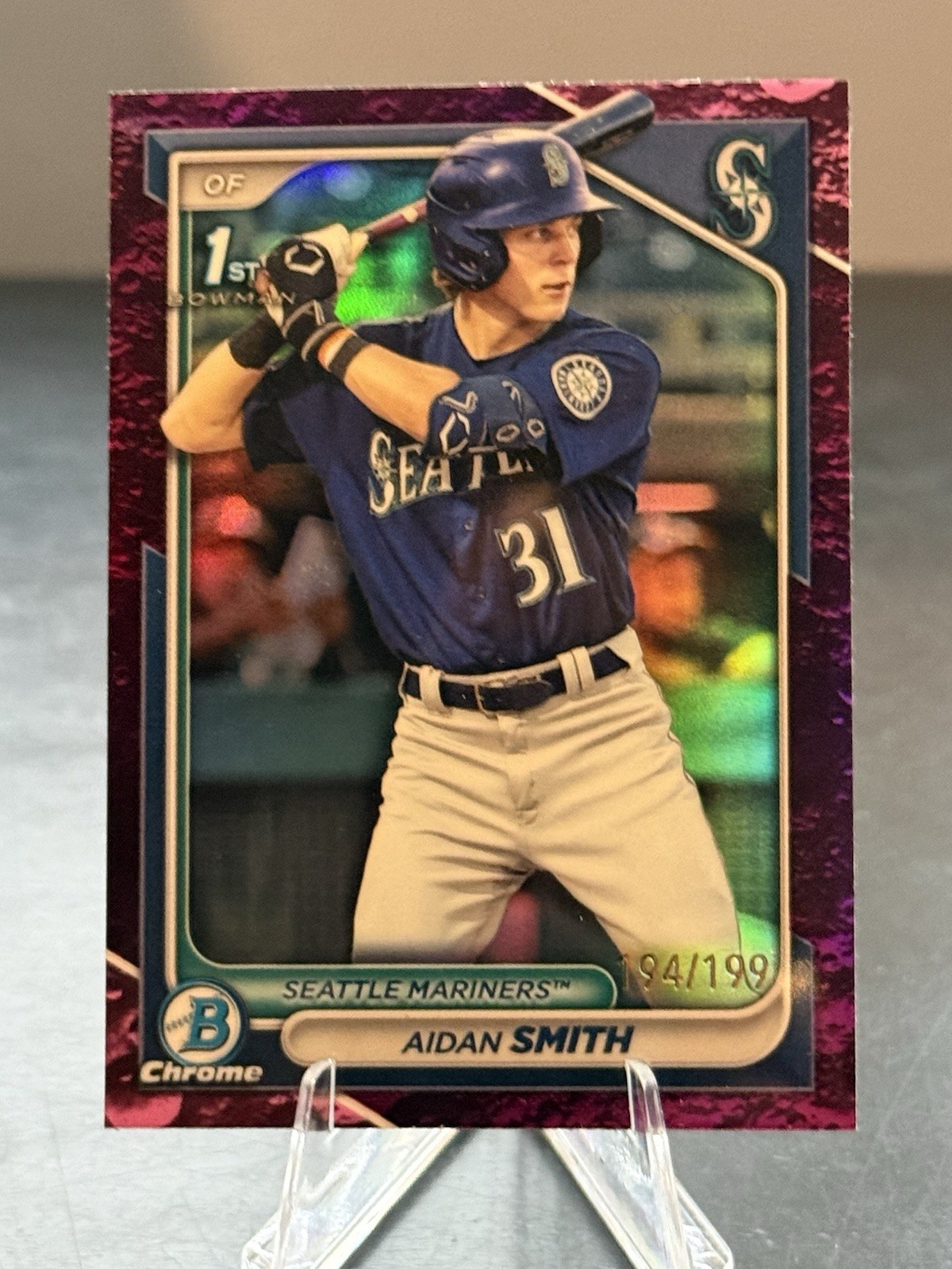 2024 1st Bowman Chrome AIDAN SMITH Fuchsia Lunar Refractor #BCP-45 /199 🔥