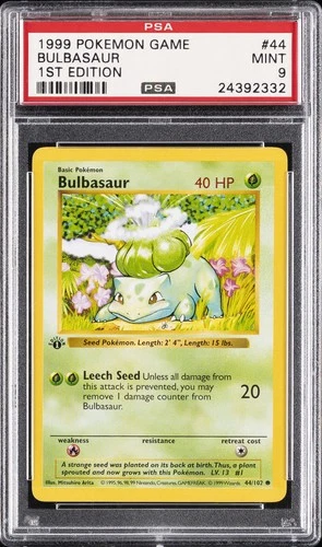 1999 POKEMON BASE SET 1ST EDITION #44 BULBASAUR PSA 9