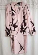 VTG Yolanda Lorente Hand Painted 100% Silk Dress & Blazer S Pink Abstract Art *