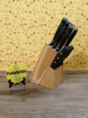 FARBERWARE 12 Piece Cutlery Knife Set w/Block (13 Holes) ~Missing Shears~