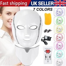 7 LED Light Photon Therapy Face Neck Mask Rejuvenation Skin Wrinkles Anti-aging