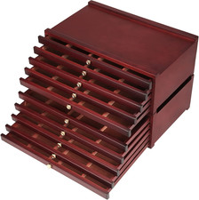 Art Supply Storage Box 10 Drawer Beech Wood Pencil Organizer Craft Walnut