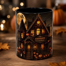 Personalized Haunted House Gothic Mansion Halloween Coffee Mug