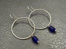 Sterling Silver Hoop Earrings Modernist 925 C...