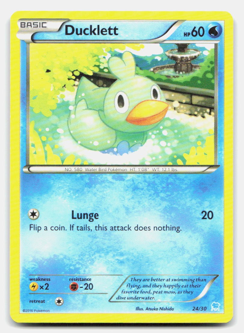 Ducklett (24) 24/30 Common XY Trainer Kit: Pikachu Libre & Suicune Pokemon NM/LP