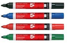 5 Star Flipchart Marker Pen Water-based Line Width 2 mm Assorted Single