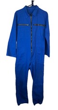 French Workwear Blue Coveralls/utility Suit L Sl Cotton Zip Up W/pockets M