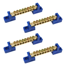 4PCS Ground Bus Bar 8 Positions Grounding Bus Bar Terminal Block Electrical Bras