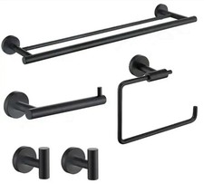 Porter 5-Piece Bath Hardware Set w/ 24 in. Towel Bar in Stainless Matte Black