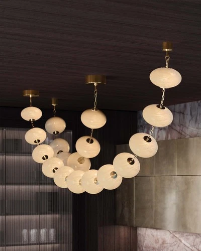 Corbett Lighting 473-10 Nephele 138"W Linear Chandelier - Vintage Polished Brass - Picture 2 of 4