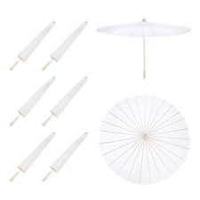 6 Pcs Paper Umbrellas ,33" Paper Parasol Umbrella for Craft,White