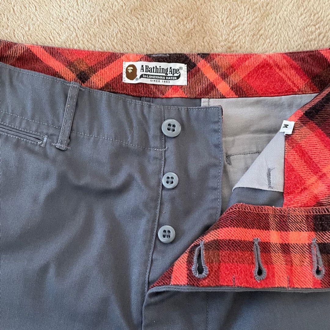 A BATHING APE BAPE Polyester Cotton Chino Pants Gray M BA0226198 thumbnail 2