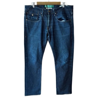 KUYICHI  Denim Jeans Mens 36x32 Raw Blue Rick Slim Organic Cotton Measures 38x31