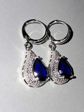 925 sterling silver Lab Created Sapphire Waterdrop earrings for women EAR154 