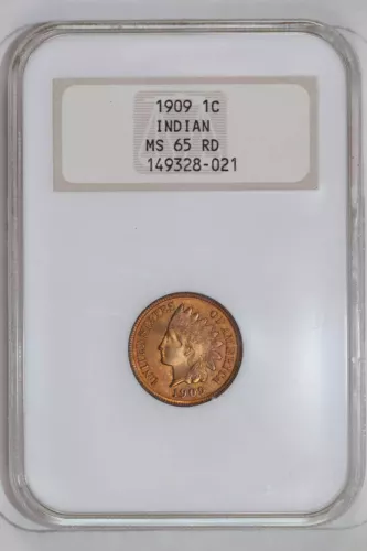 1909 INDIAN HEAD CENT NGC MS65 RD - OLD FATTY HOLDER! VERY PQ!
