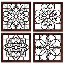 4 Pieces Thicken Rustic Wall Decor Farmhouse Wall Art Decor Wooden Hollow Car...