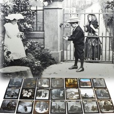 21 Antique magic lantern slides, LIFE MODELS, York Sons, rare, 1880s
