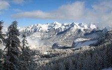 Landscape mountains snow trees clouds nature winter cold Custom Gaming Mat Desk