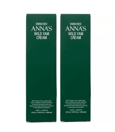 2 x Anna's Wild Yam Cream 100g Annas (Her) Menstrual & Menopausal Symptoms