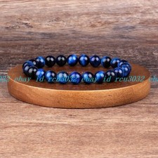 Natural Blue Tiger Eye Handmade Beads Stretch Women Men Healing Balance Bracelet