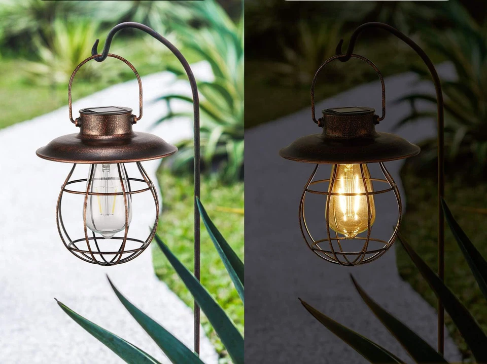 LED Solarlaterne hängend + Akku Laterne Dekolicht Laterne Solarlampe Laterne - Bild 4 von 4