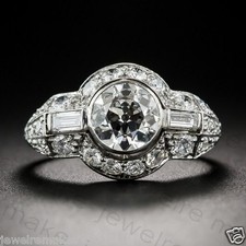 2Ct White Round Cut CZ Vintage Art Deco Engagement Ring In Solid 925 Silver