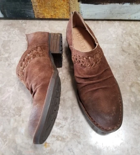 Born Katharina Brown Leather Rouched Slouched Booties 7.5 eBay