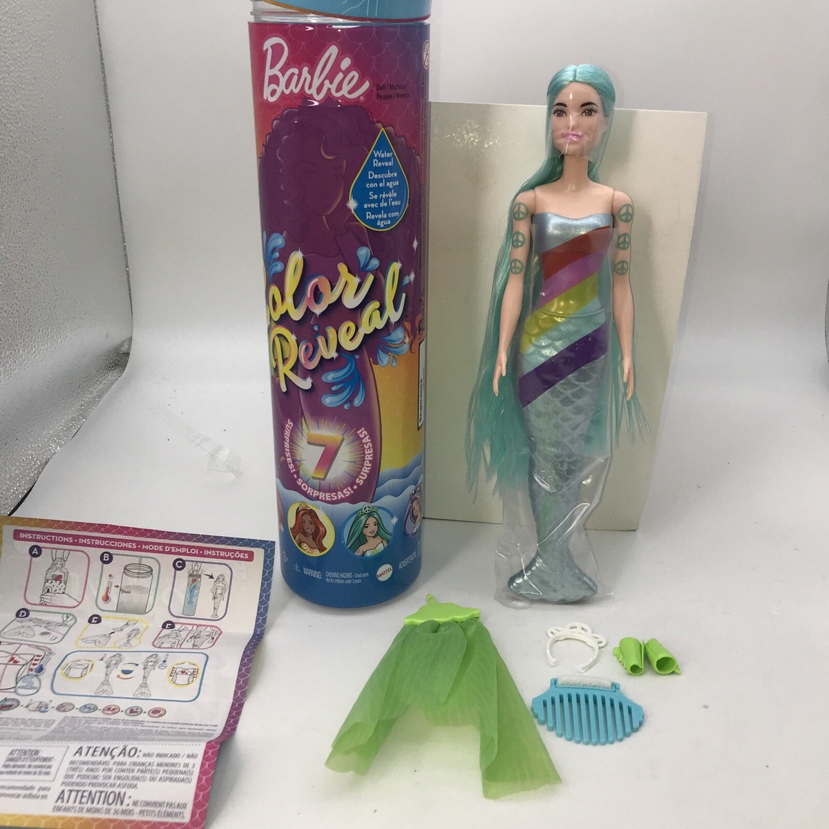 Barbie Color Reveal TEAL Hair Mermaid Doll Rainbow 0482HF