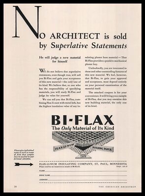 1931 Flax-Li-Num Insulating Co. St. Paul Minnesota Bi-Flax Metal Lath Print Ad