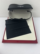 VOGUE Sunglasses  Glasses Case Black Zipper Closure Hard Case W Cleaning Cloth