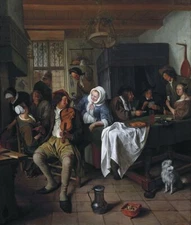 oil painting "Interior of a Tavern with Card Players and a Violin Player"