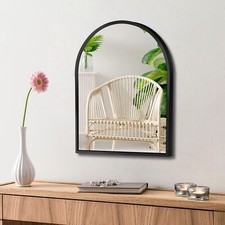 10x13 inch Black Small Arched Wall Mirror Space-Saving Design for Bathroom Va...