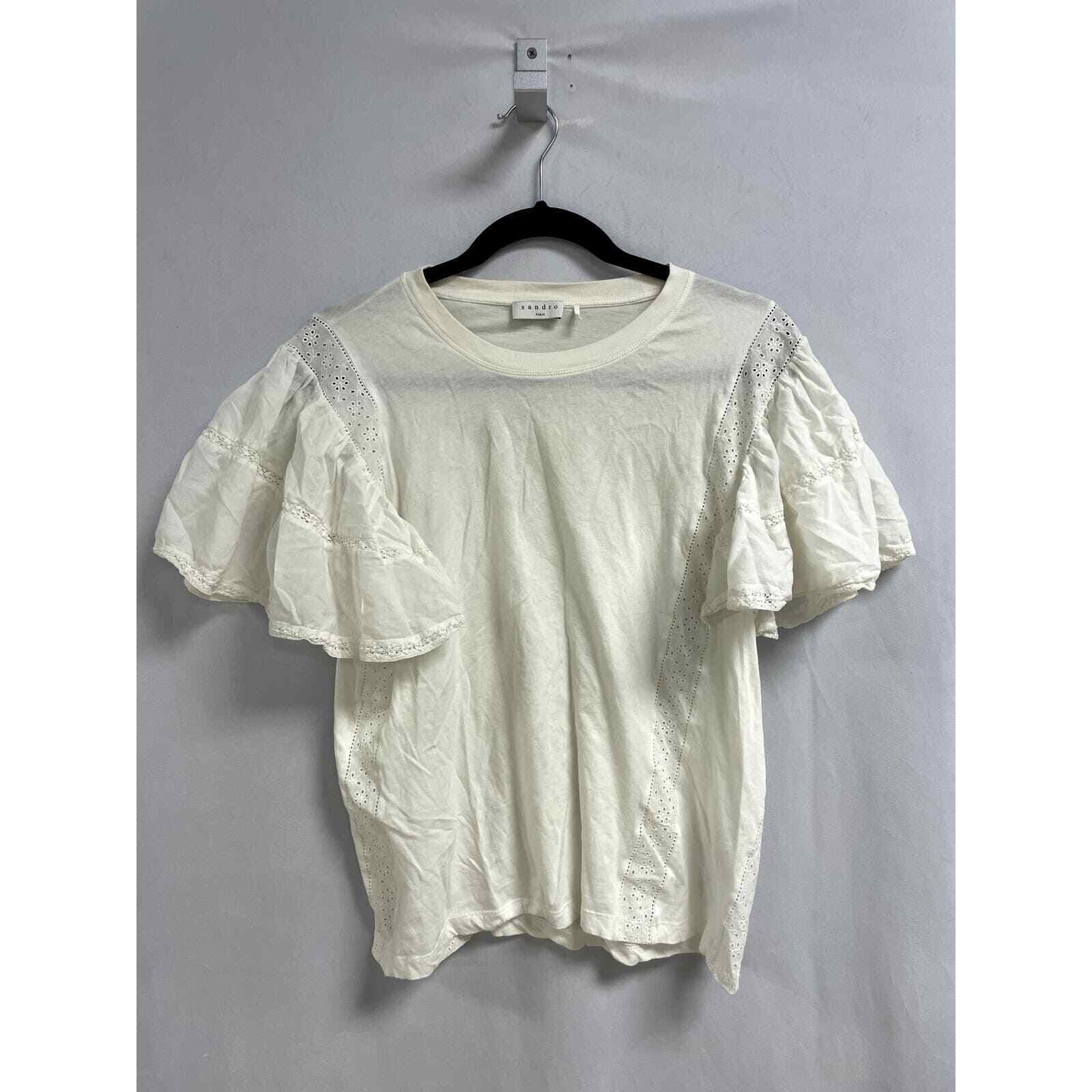 SANDRO Flutter Sleeve T-Shirt Lightweight Cotton … - image 5