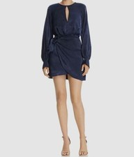 145 Finders Keepers Women's Navy Nightlife Draped Mini Blouson Dress Size S