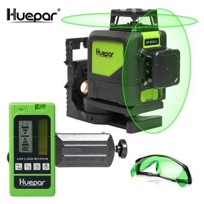 Huepar 902CG 2D Kreuzlinienlaser mit Laserdetektor LR5RG Empfänger Brille - Bild 1 von 4