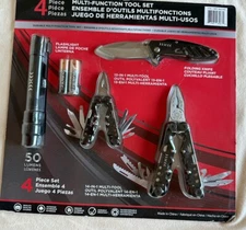 NEW 4 PIECE 14IN1 & 13IN1 MULTI-FUNCTION SNAP TOOL SET FOLDING KNIFE FLASHLIGHT