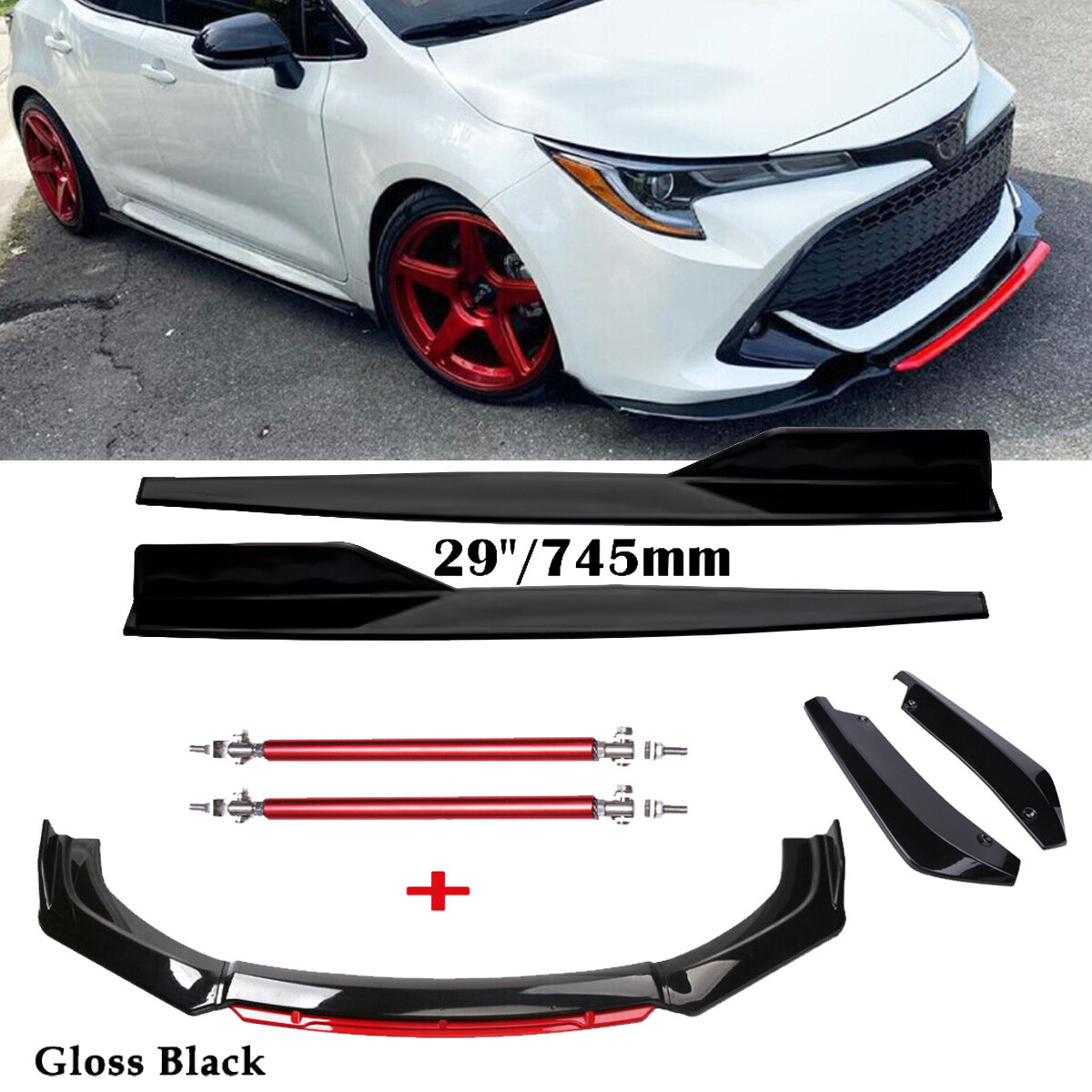 Front Bumper Lip Spoiler Splitter Rear Lip Side Skirt For Toyota Corolla Hatch