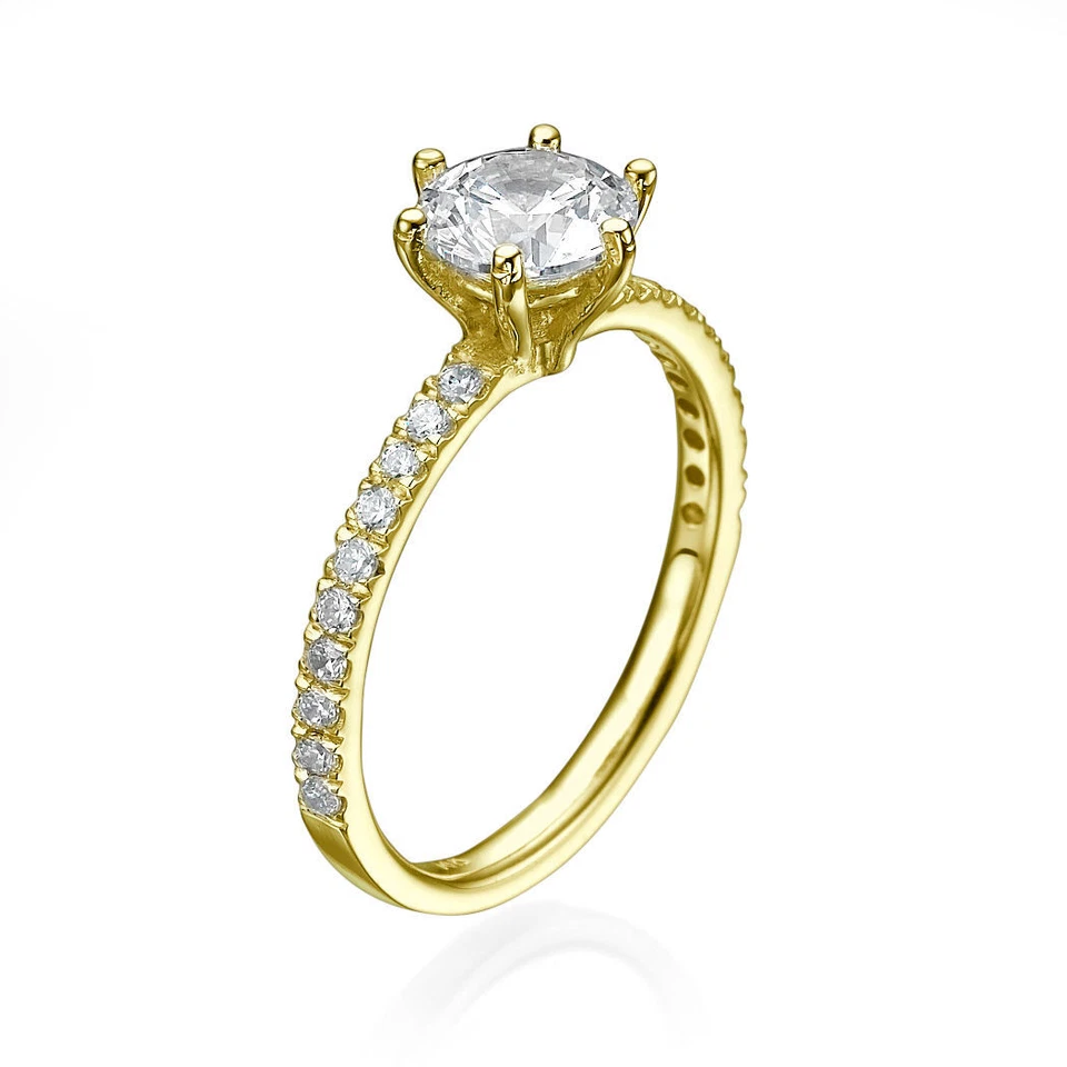 1 1/2 CT Affordable Diamond Engagement Ring Round Cut F/SI1 18K Yellow Gold - Image 2 of 4