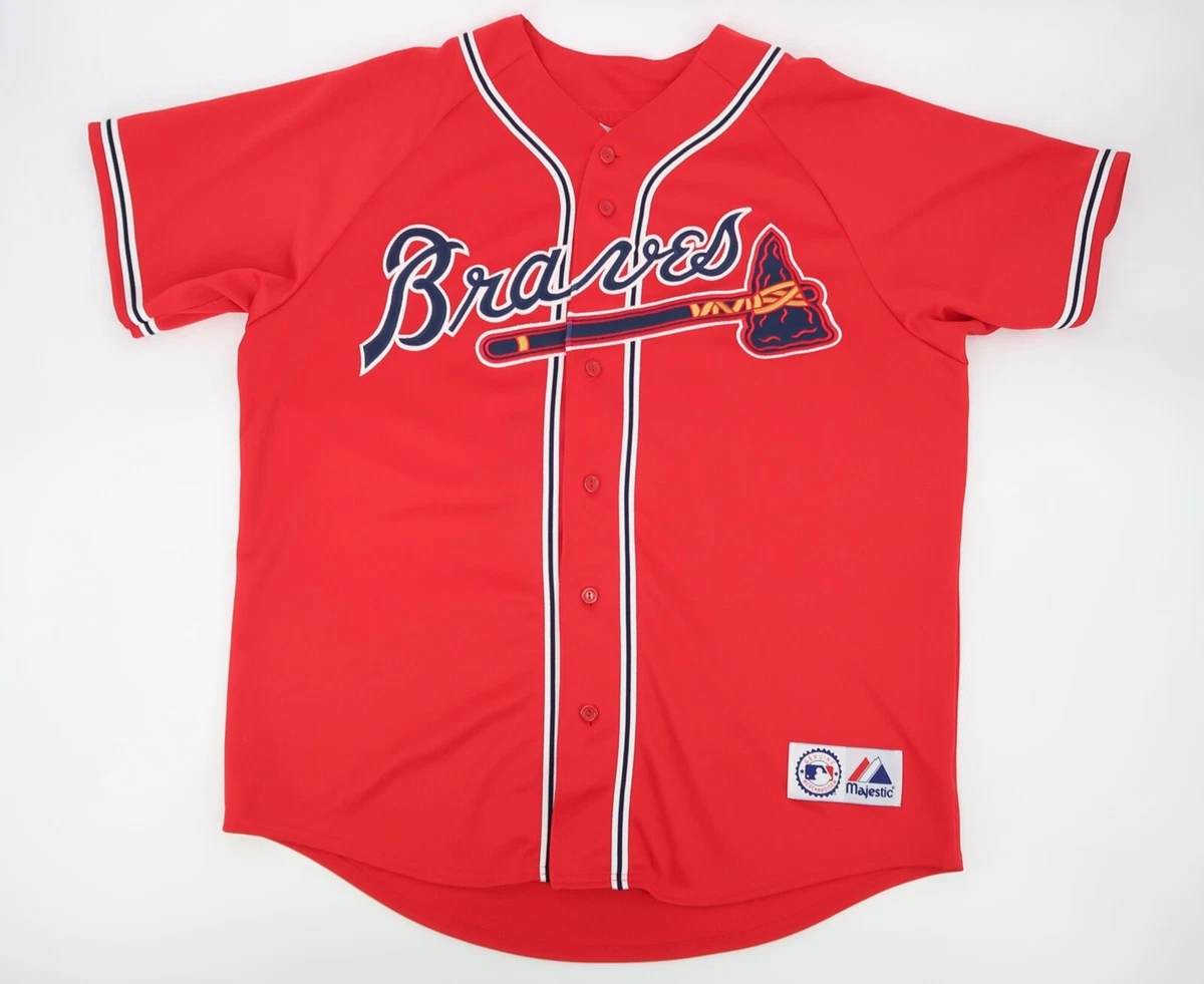 Atlanta Braves Brian McCann Baseball Majestic Jersey Embroidered Mens Size XL