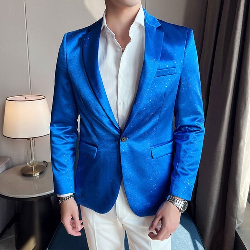 Hombres Brillante Traje Blazer Vestido de Boda Chaqueta Un Pecho Showman Disfraz - Imagen 8 de 18