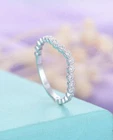 1ct Round Moissanite Wedding Band Curved Stackable Milgrain White Gold Plated