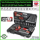 225pcs Ratchet Socket Set 1/2 1/4 3/8 Tools Toolbox YT-38941 Professional YATO