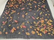 Mark Cross Autumn Theme Lg Sheer Square Scarf/ Shawl- Black/ Orange/Red/Brown