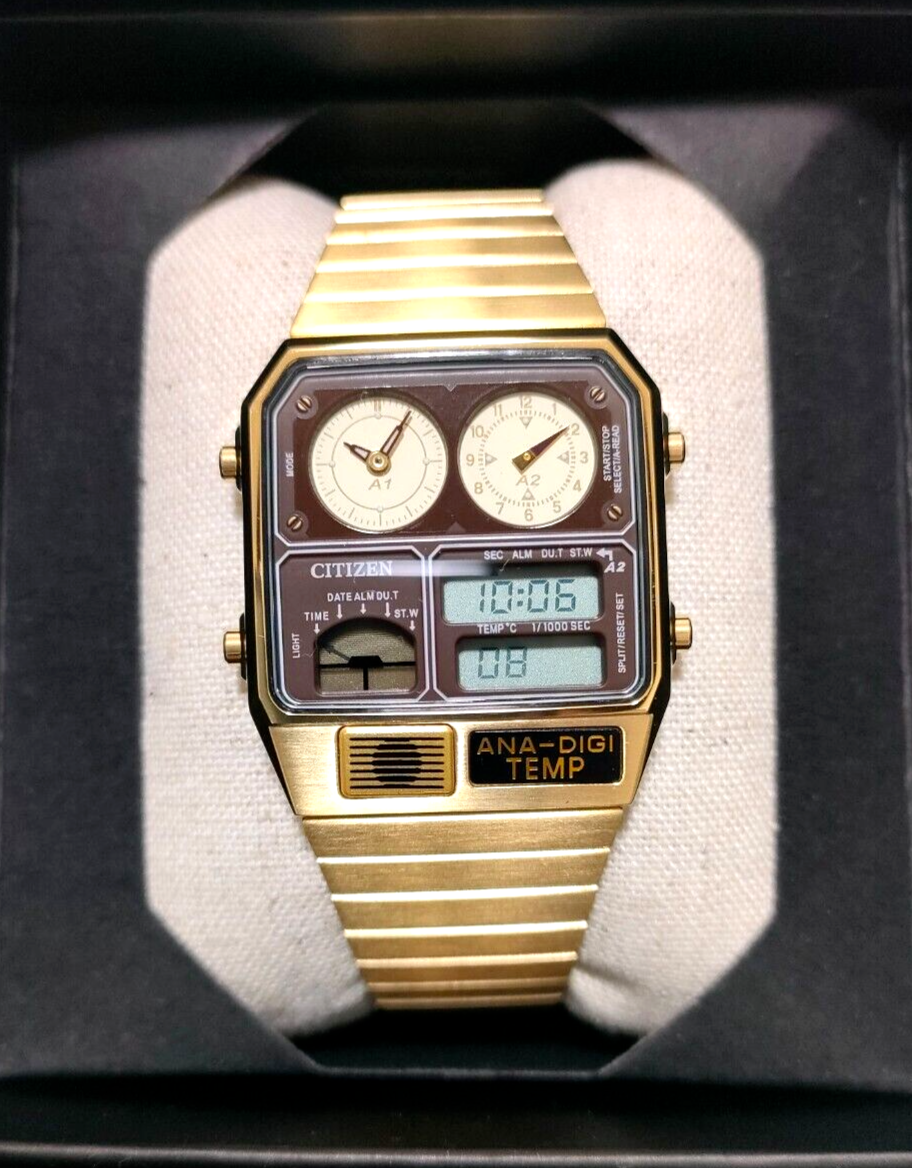 CITIZEN JG2103-72X ANA-DIGI TEMP Gold Men's Watch Authentic