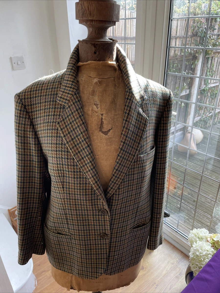 Chaqueta a cuadros Burberry pata de gallo de cachemir y lana talla M. De colección mediados de siglo