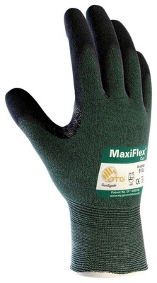 ATG 34-8743/XS Maxiflex Cut, Green Eng Yarn Shell, Black Nitrile Microfoam...