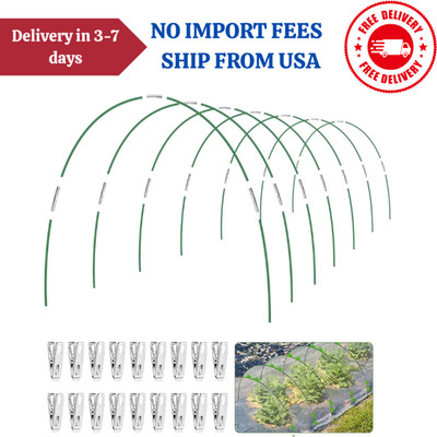 6 Set 7Ft Garden Hoops Grow Tunnel Fiberglass Frame with Clips for Raised Beds