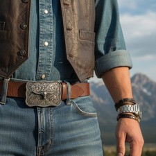 New Men Women Belt Buckle Silver Metal Bull Western Fashion TX Long Horns Cow