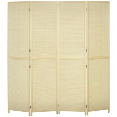 HOMCOM Freistehender Raumteiler 4 Paneele klappbar natur, 180 x 180 cm