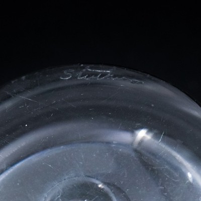 Steuben Signed Crystal Dimple Glasses Pair Tumblers Vintage Set of